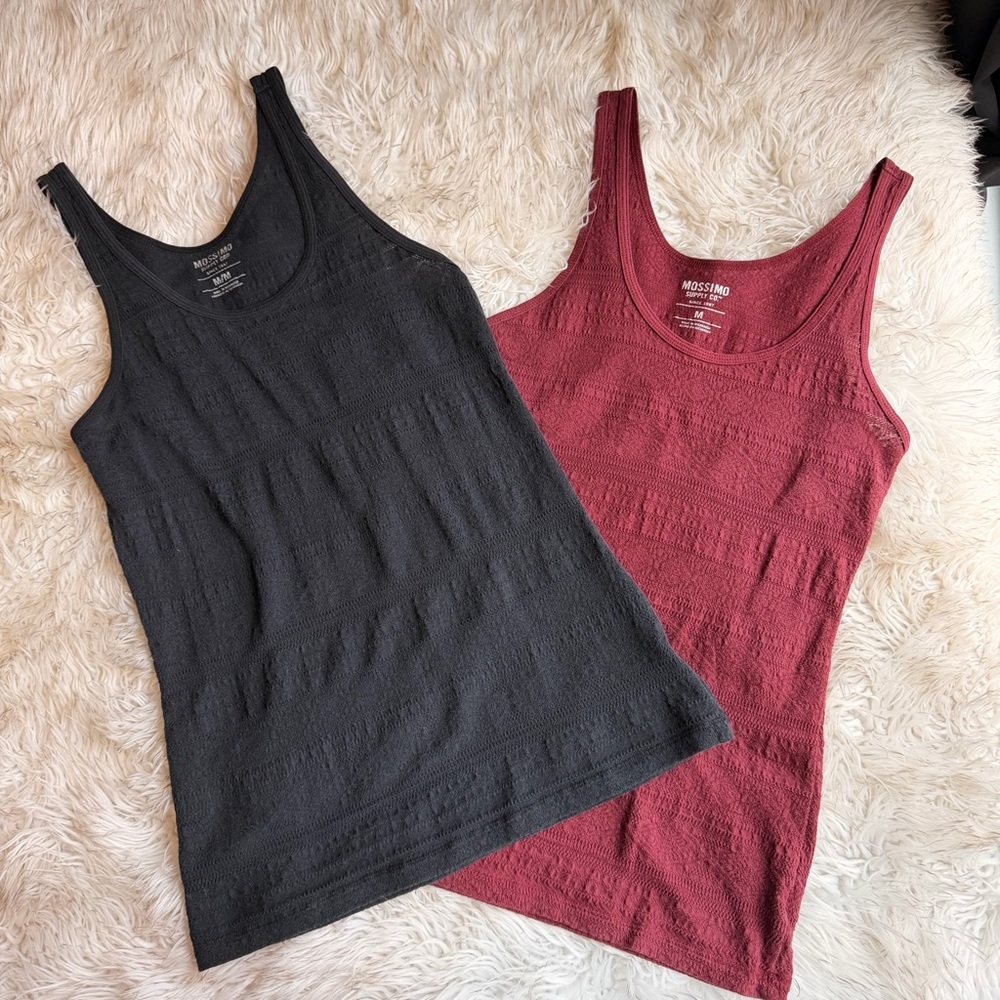 2 Mossimo Scoop Tank Tops - Black & Burgundy